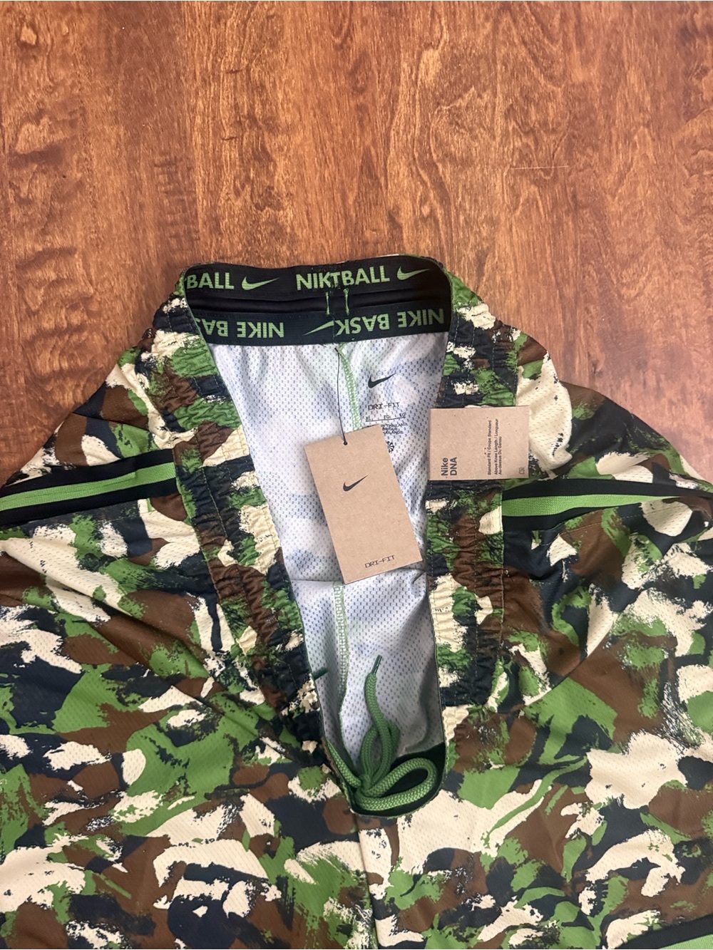 Nike Men's Green Camo Athletic Shorts with Black Trim - Picture 8 of 15